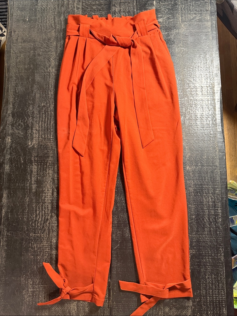 Grace Karin Rust Orange retro high waisted, paperback cropped pants.